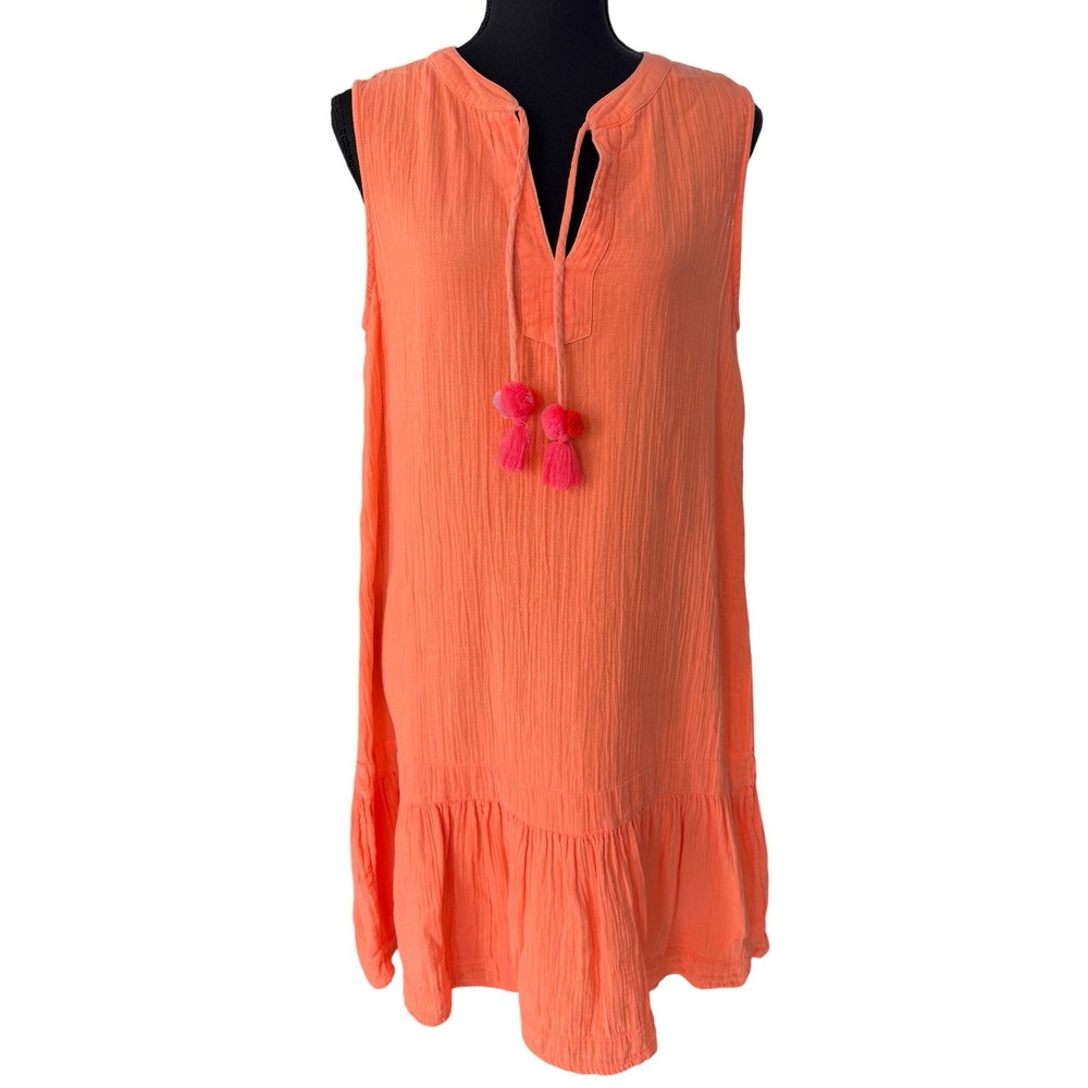 Vineyard Vines Crinkle Gauze Shift Dress Size M Orange Coastal Preppy Summer